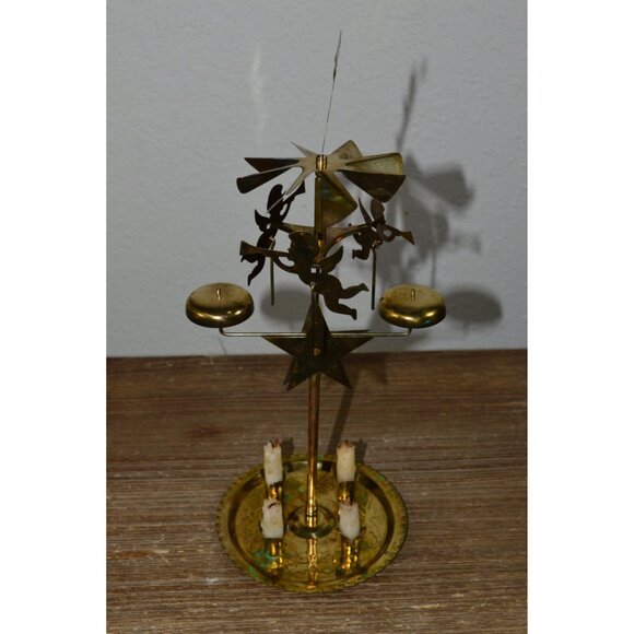 Vintage Angel Chimes and Christmas  Brass Candle Holder Original Box FLAWS - Picture 2 of 10